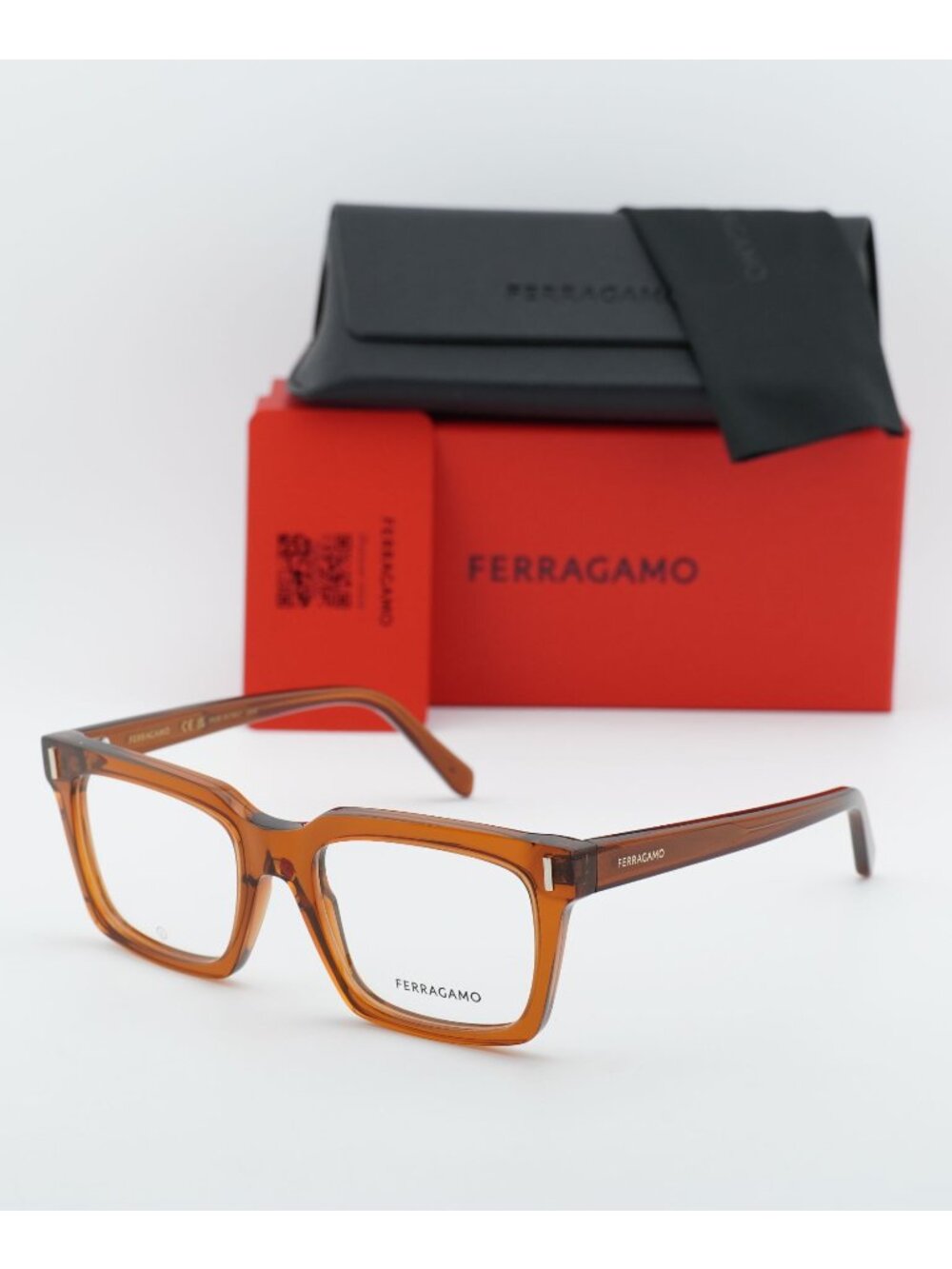 Salvatore Ferragamo SF2993 232 Square Eyeglasses 53mm – Transparent Brown